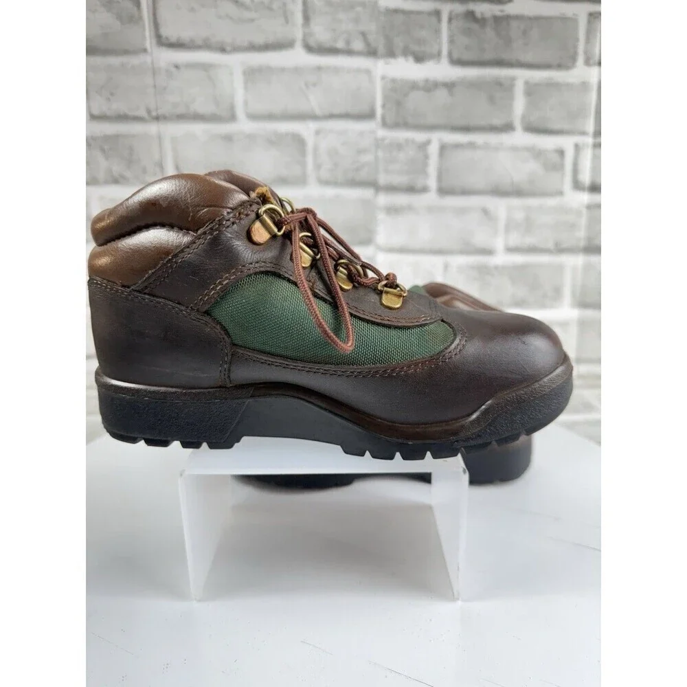 Timberland 6” Youth Size 3 Brown and Green Leather Field Boots